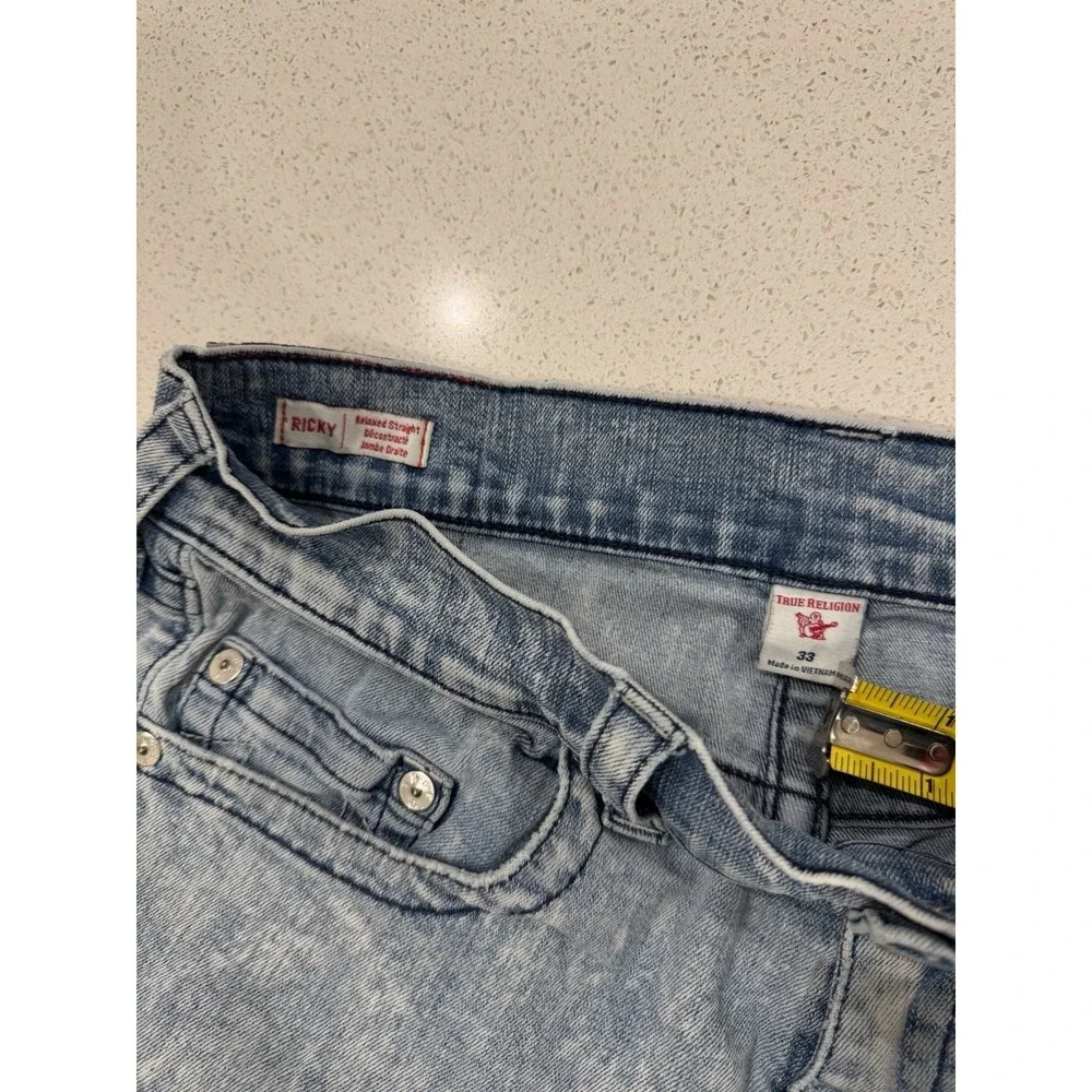 True Religion Men's Ricky Relaxed Straight jean shorts Acid Wash Size 33